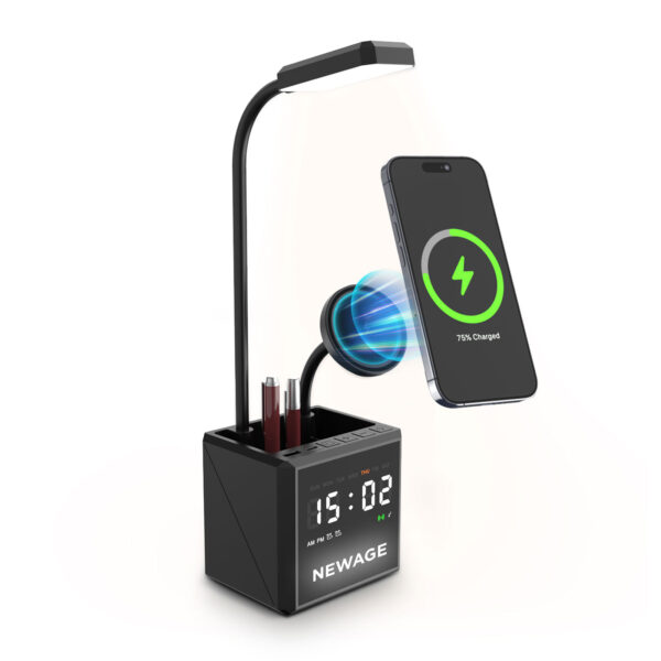 YAKAMOZ SİYAH MASAÜSTÜ IŞIKLI SAAT VE ŞARJ STANDI