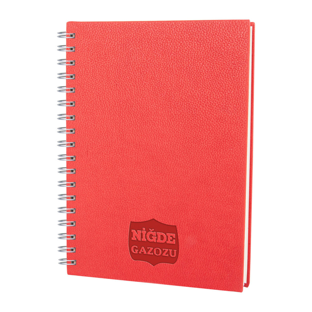 ALTINDAĞ KIRMIZI KARELİ SPİRALLİ TARİHSİZ DEFTER (17X24 CM) | Promosyon Ürünleri