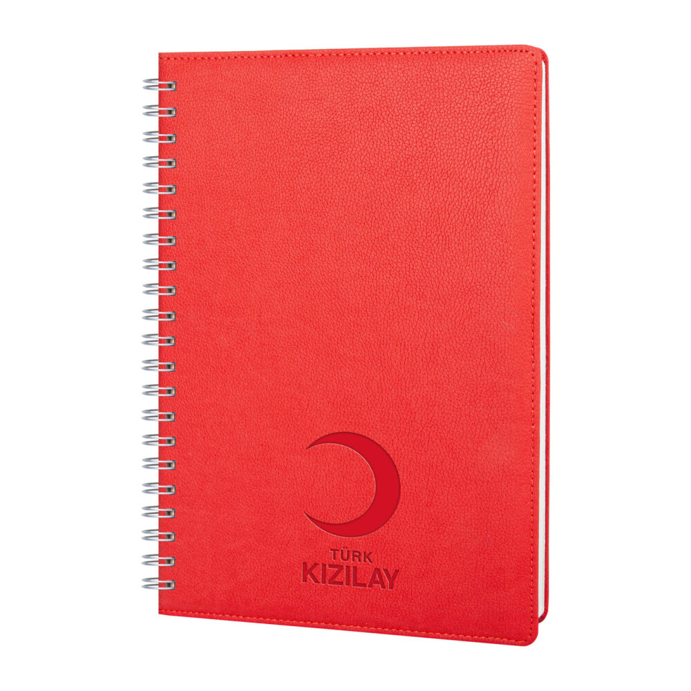 PLEVNE KIRMIZI KARELİ TARİHSİZ SPİRALLİ DEFTER (20x28 CM) | Promosyon Ürünleri