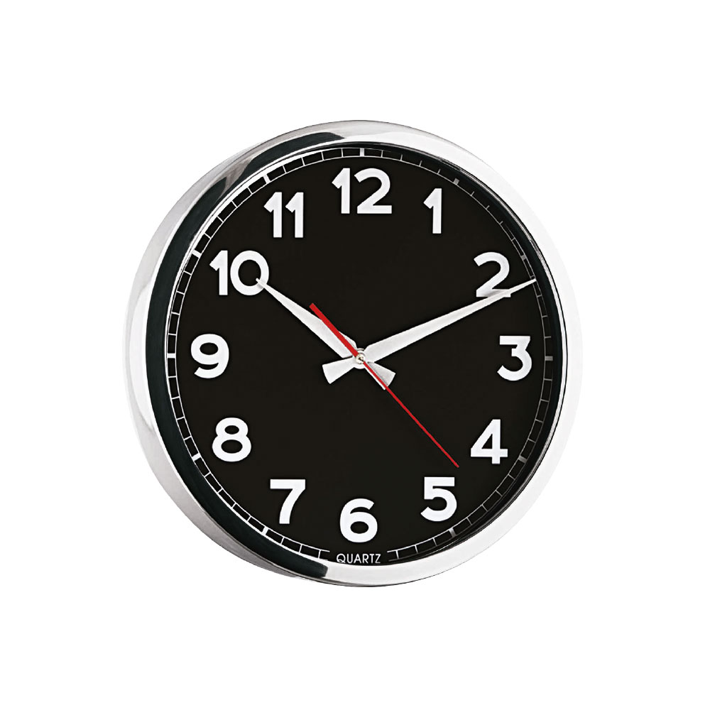 Aura601 sİyah gÜmÜŞ metal ÇerÇeve duvar saatİ 405 mm ekstra promosyon ekstra promosyon