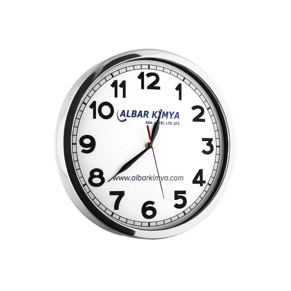 Aura601 beyaz gÜmÜŞ metal ÇerÇeve duvar saatİ 405 mm ekstra promosyon ekstra promosyon