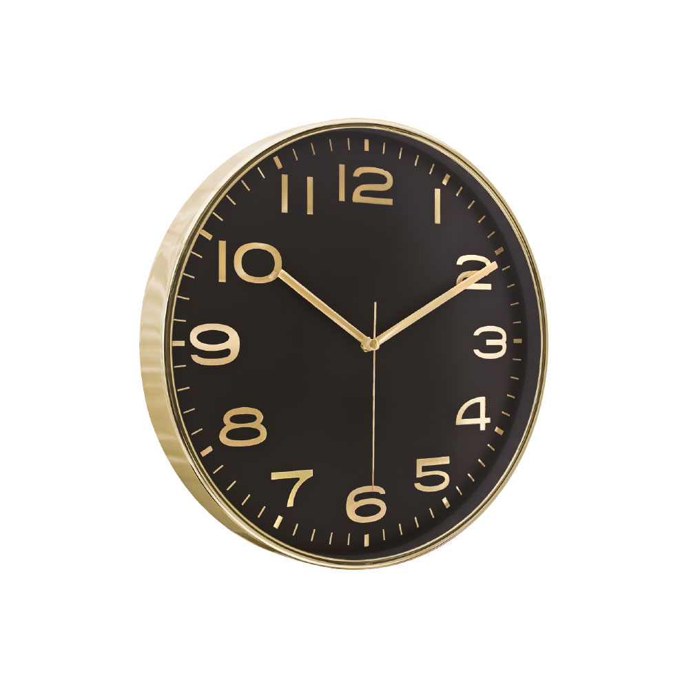 Hades406 sİyah altin metalİze ÇerÇeve duvar saatİ380 mm ekstra promosyon ekstra promosyon