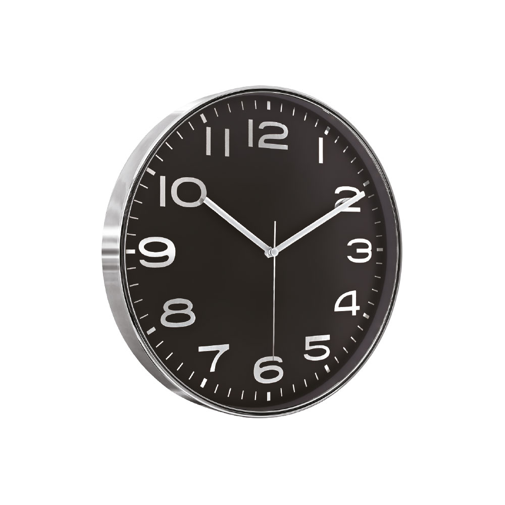 Hades406 sİyah gÜmÜŞ metalİze ÇerÇeve duvar saatİ380 mm ekstra promosyon ekstra promosyon