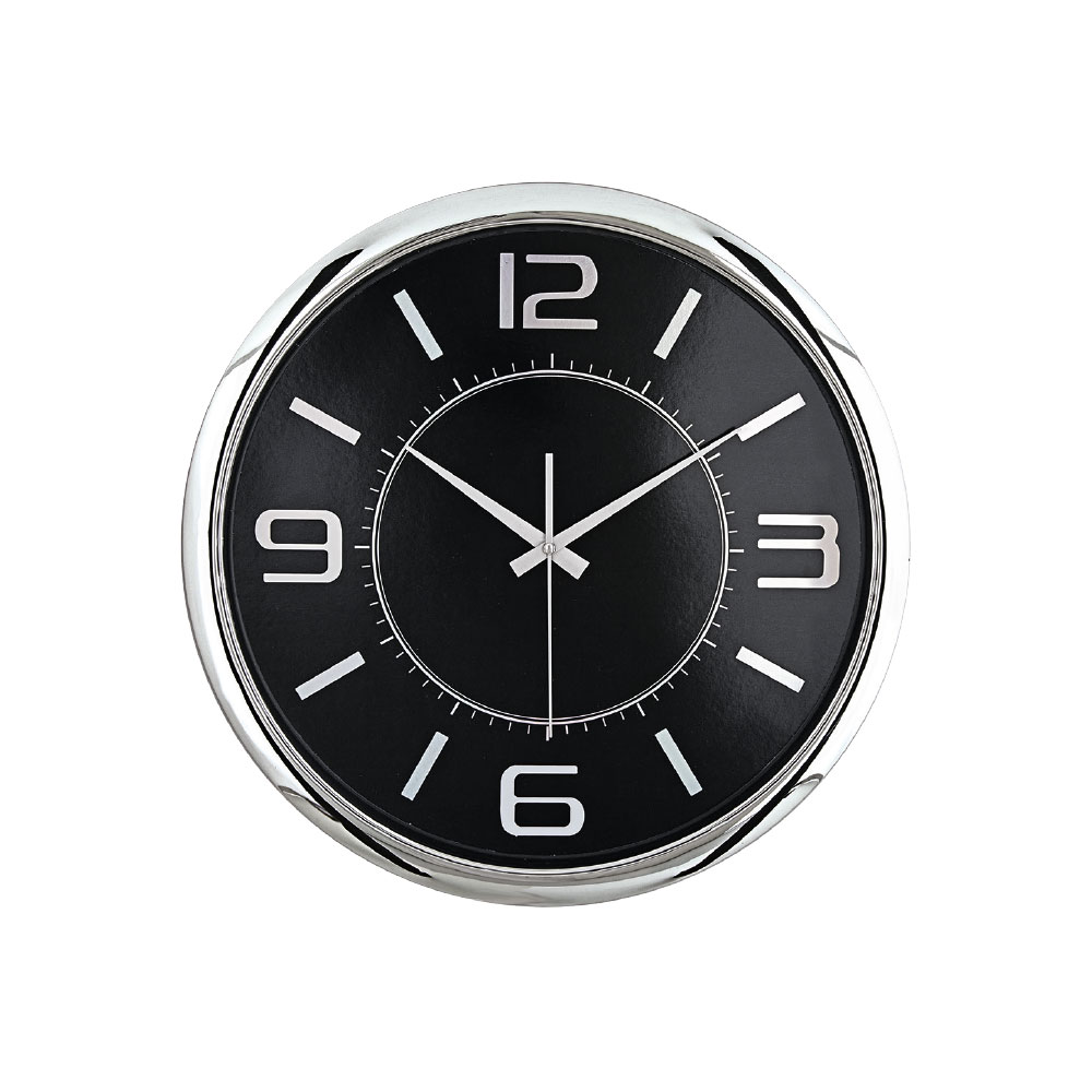 Hellen404 sİyah gÜmÜŞ metalİze ÇerÇeve duvar saatİ 420mm ekstra promosyon ekstra promosyon