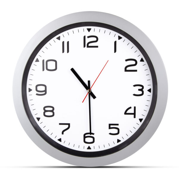 HERA GÜMÜŞ PLASTİK KASA DUVAR SAATİ (350MM)