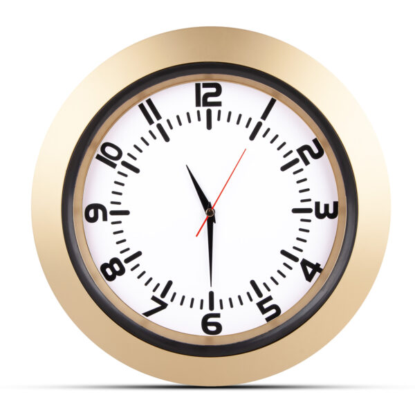 UMAY ALTIN-BEYAZ PLASTİK KASA DUVAR SAATİ (350 MM)