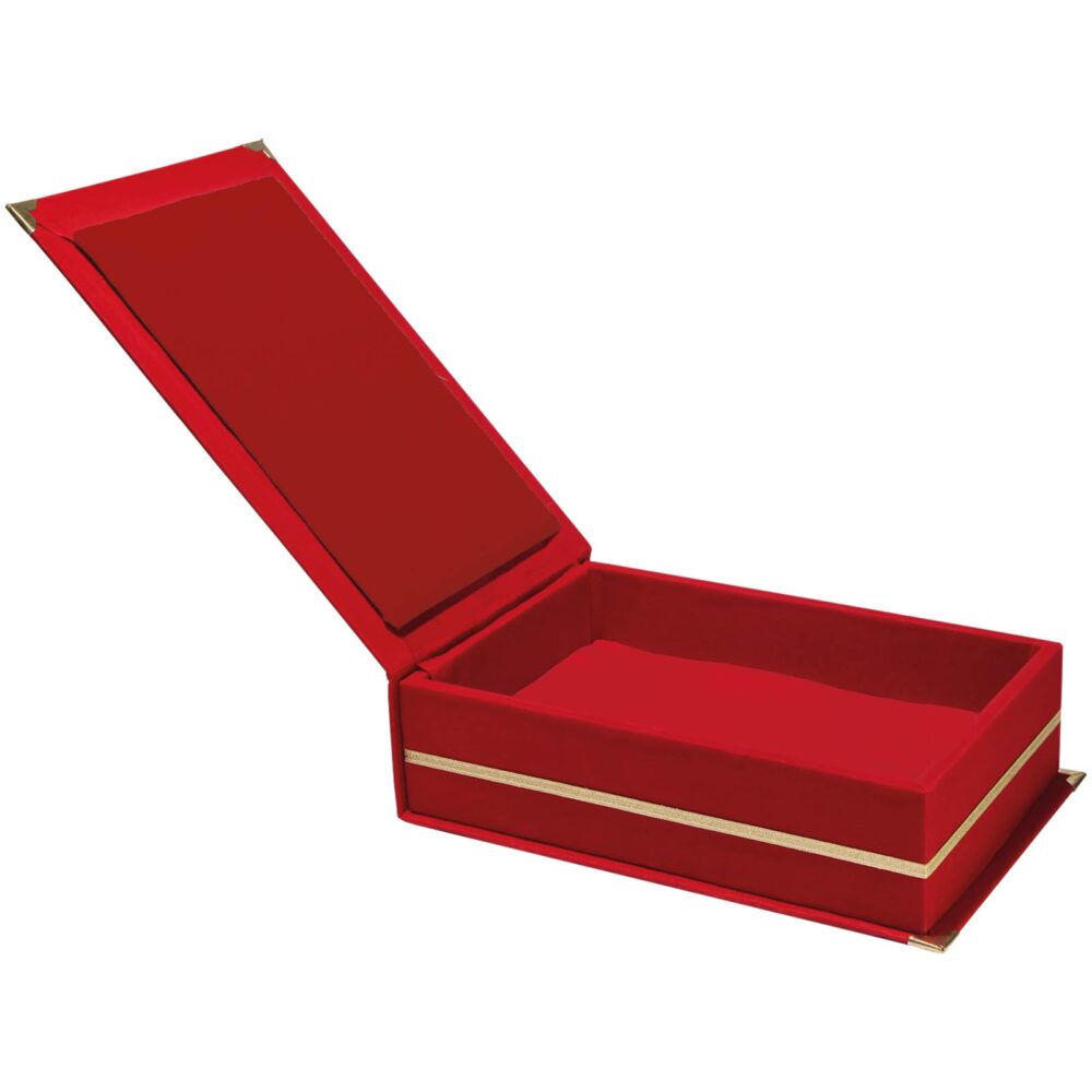 KAŞMİR KIRMIZI KADİFE PLAKET KUTUSU (16X28 CM) | Promosyon Ürünleri