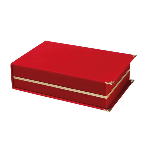 KAŞMİR KIRMIZI KADİFE PLAKET KUTUSU (16X28 CM)
