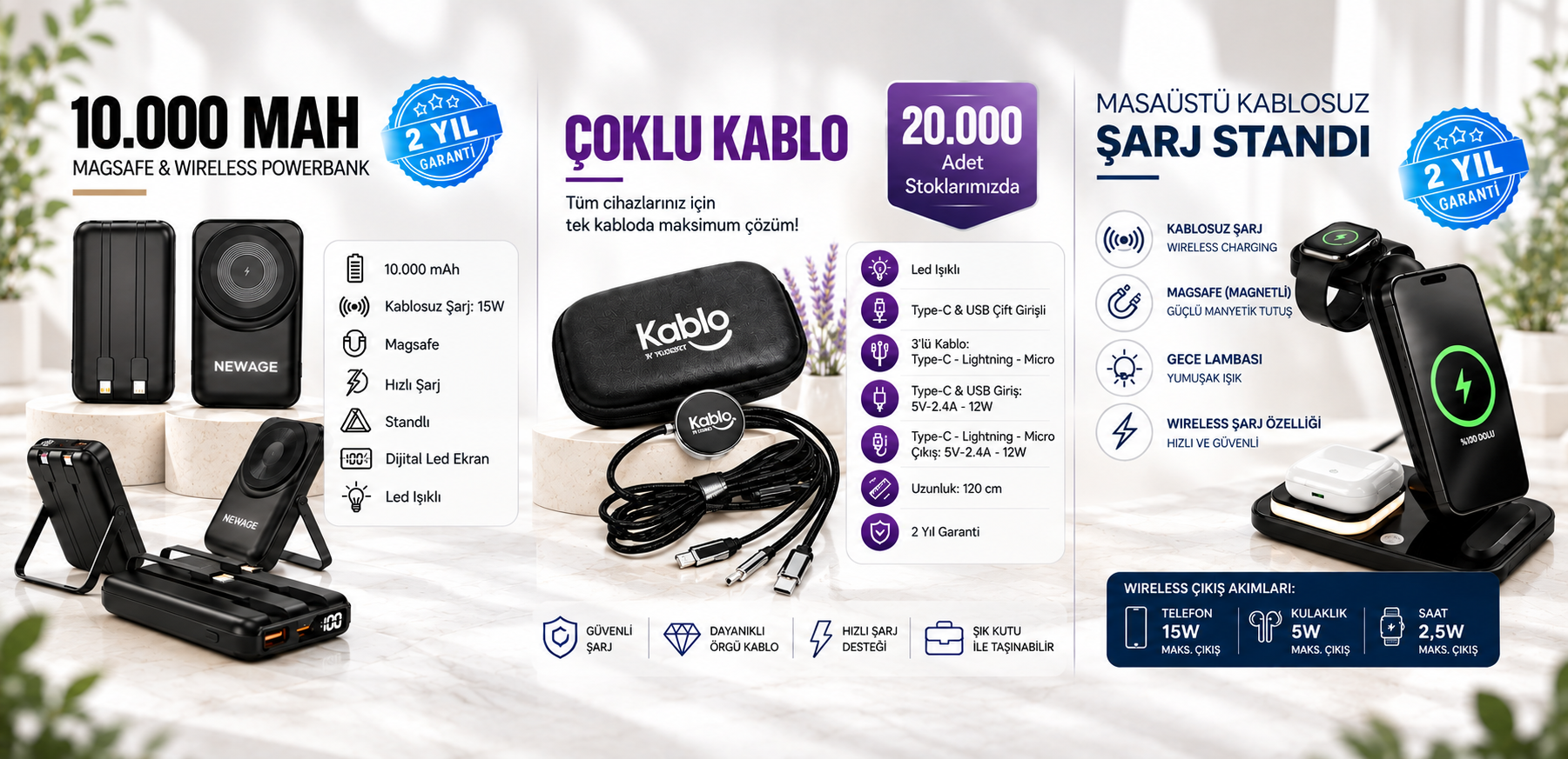 Promosyon Powerbank Kablosuz Şarj ve Kablo Ürünleri